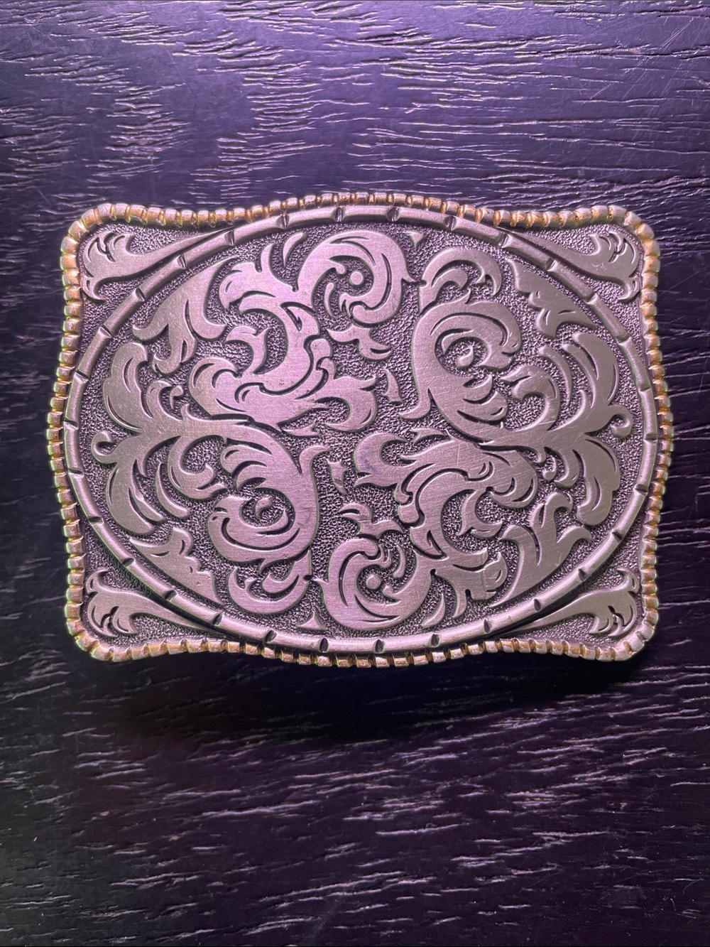 Malboro Storming Silver Floral Engraved Belt Buckle